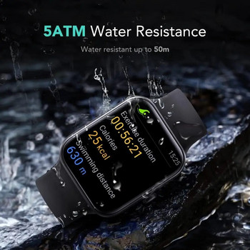 Смарт часовник SKG V7, 1.7\'\' екран 5ATM водоустойчив Bluetooth фитнес тракер за Android iPhone, сърдечен ритъм, монитор за кислород в кръвта