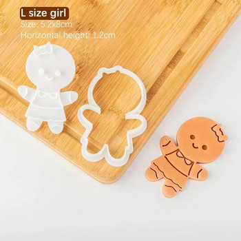 Gingerbread Man Cookie Plunger Cuters Christmas Boy Girl Cookie Embossed Mold Fondant Press Mold Baking Cake Decorating Mold Инструменти