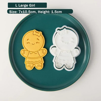 Imbierinis žmogus sausainių stūmoklio pjaustyklės Kalėdų berniukui mergaitei sausainiui su reljefiniu pelėsiniu fondant presu pelėsiu kepimo pyrago dekoravimo įrankiai