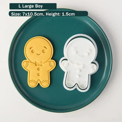 Imbierinis žmogus sausainių stūmoklio pjaustyklės Kalėdų berniukui mergaitei sausainiui su reljefiniu pelėsiniu fondant presu pelėsiu kepimo pyrago dekoravimo įrankiai