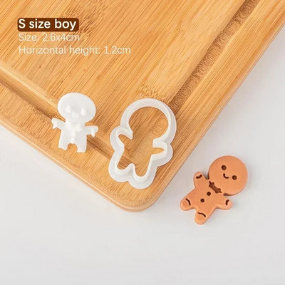 Imbierinis žmogus sausainių stūmoklio pjaustyklės Kalėdų berniukui mergaitei sausainiui su reljefiniu pelėsiniu fondant presu pelėsiu kepimo pyrago dekoravimo įrankiai