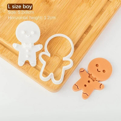 Imbierinis žmogus sausainių stūmoklio pjaustyklės Kalėdų berniukui mergaitei sausainiui su reljefiniu pelėsiniu fondant presu pelėsiu kepimo pyrago dekoravimo įrankiai