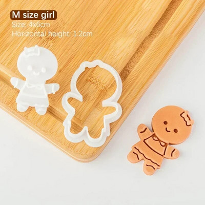 Imbierinis žmogus sausainių stūmoklio pjaustyklės Kalėdų berniukui mergaitei sausainiui su reljefiniu pelėsiniu fondant presu pelėsiu kepimo pyrago dekoravimo įrankiai