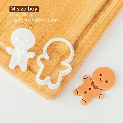 Imbierinis žmogus sausainių stūmoklio pjaustyklės Kalėdų berniukui mergaitei sausainiui su reljefiniu pelėsiniu fondant presu pelėsiu kepimo pyrago dekoravimo įrankiai