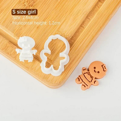 Imbierinis žmogus sausainių stūmoklio pjaustyklės Kalėdų berniukui mergaitei sausainiui su reljefiniu pelėsiniu fondant presu pelėsiu kepimo pyrago dekoravimo įrankiai