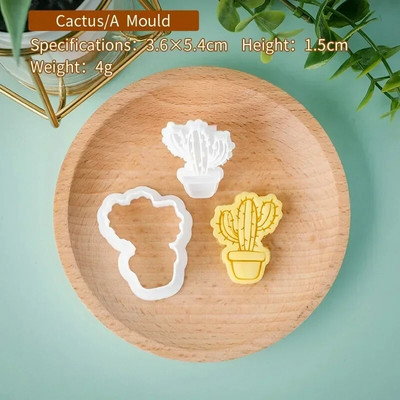 Mini Mieli augalai Sausainių pjaustyklė Sultingas Kaktusas Fondant Reljefinis Antspaudas Daugkartinis Naudojimas Molio keramikai Tortų dekoravimo įrankiai