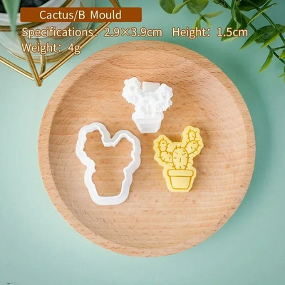 Mini Mieli augalai Sausainių pjaustyklė Sultingas Kaktusas Fondant Reljefinis Antspaudas Daugkartinis Naudojimas Molio keramikai Tortų dekoravimo įrankiai