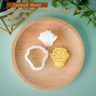 Mini Mieli augalai Sausainių pjaustyklė Sultingas Kaktusas Fondant Reljefinis Antspaudas Daugkartinis Naudojimas Molio keramikai Tortų dekoravimo įrankiai