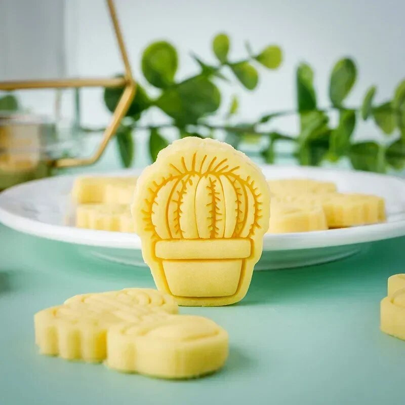 Mini Mieli augalai Sausainių pjaustyklė Sultingas Kaktusas Fondant Reljefinis Antspaudas Daugkartinis Naudojimas Molio keramikai Tortų dekoravimo įrankiai