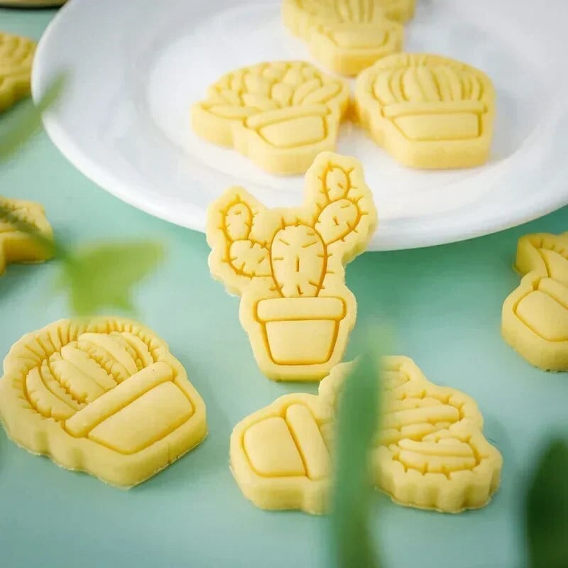 Mini Mieli augalai Sausainių pjaustyklė Sultingas Kaktusas Fondant Reljefinis Antspaudas Daugkartinis Naudojimas Molio keramikai Tortų dekoravimo įrankiai
