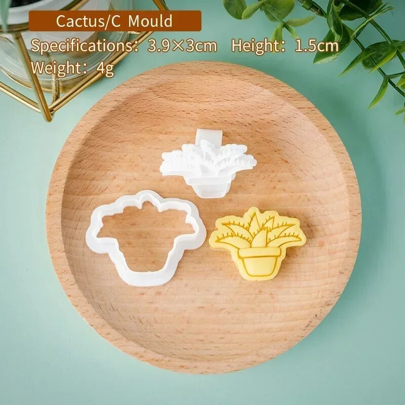 Mini Mieli augalai Sausainių pjaustyklė Sultingas Kaktusas Fondant Reljefinis Antspaudas Daugkartinis Naudojimas Molio keramikai Tortų dekoravimo įrankiai