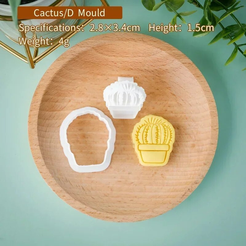 Mini Mieli augalai Sausainių pjaustyklė Sultingas Kaktusas Fondant Reljefinis Antspaudas Daugkartinis Naudojimas Molio keramikai Tortų dekoravimo įrankiai