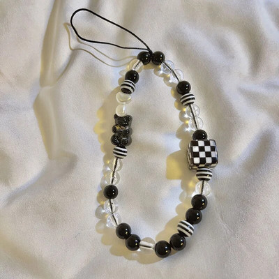 Korėjietiškas mielas žavingas meškiukas meilės širdelės lankelis telefono grandinėlės, skirtos iPhone moterims, mergaičių papuošalų dirželis su karoliukais, pakabinama virvele