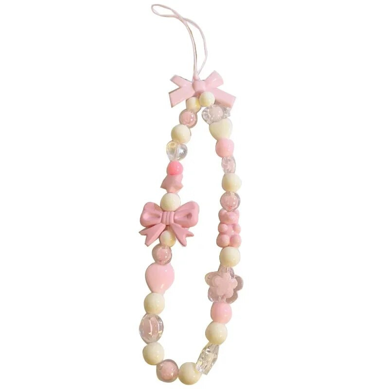 Korėjietiškas mielas žavingas meškiukas meilės širdelės lankelis telefono grandinėlės, skirtos iPhone moterims, mergaičių papuošalų dirželis su karoliukais, pakabinama virvele