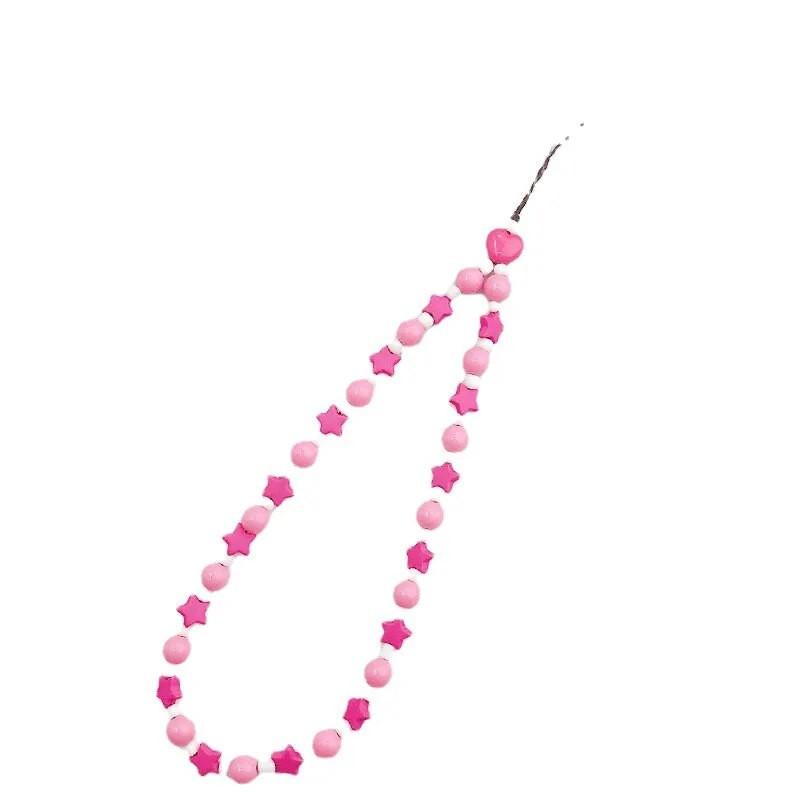 Nauja penkių žvaigždučių mobiliojo telefono grandinėlė, plastikinė Penkių žvaigždučių, rankų darbo, pagaminta iš karoliukų, didmeninė prekyba spalvota, nuo kritimo apsaugota mobiliojo telefono virvele