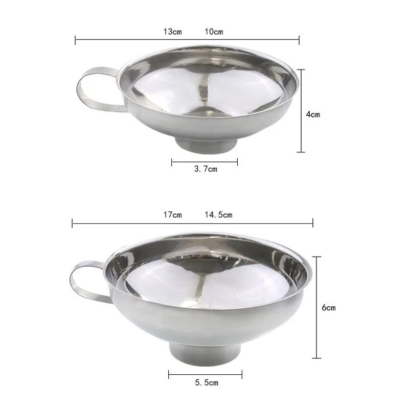 Sidabrinis piltuvas ​ Nerūdijančio plieno stiklainių bunkeris 1 vnt. plataus burnos konservavimo filtras virtuvėje patvarus, praktiškas, naudingas