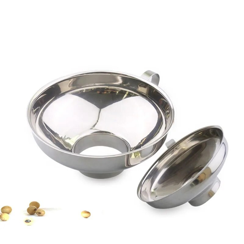 Sidabrinis piltuvas ​ Nerūdijančio plieno stiklainių bunkeris 1 vnt. plataus burnos konservavimo filtras virtuvėje patvarus, praktiškas, naudingas