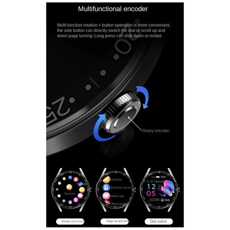 GT9 išmaniojo laikrodžio ekranas Širdies ritmo, kraujo deguonies, sporto, gliukozės ir kraujospūdžio matavimo laikrodis, patvarus