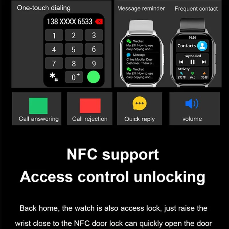 Išmanusis laikrodis HK26 vyrų Bluetooth Call 2,04 colio AMOLED didelio ekrano NFC AI balso sporto fitneso stebėjimo priemonė moterims