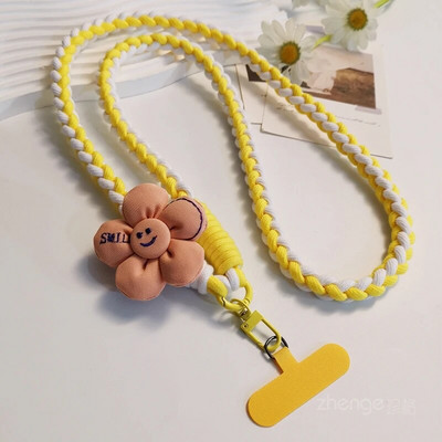 Kryžminio kūno saulėgrąžų audimo dirželis su mažu kvapniu vėjo telefono dėklu, pakabinamu ant virvės, telefono dėklu kelionėms lauke