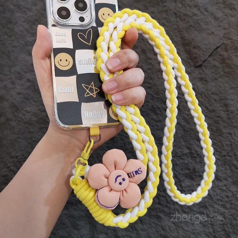 Kryžminio kūno saulėgrąžų audimo dirželis su mažu kvapniu vėjo telefono dėklu, pakabinamu ant virvės, telefono dėklu kelionėms lauke