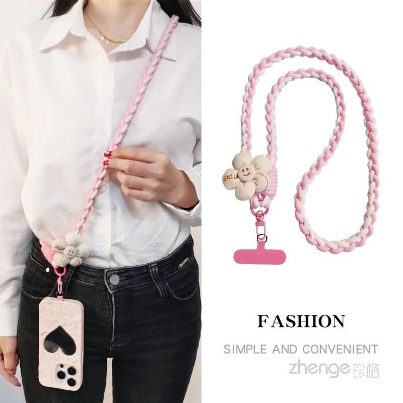 Kryžminio kūno saulėgrąžų audimo dirželis su mažu kvapniu vėjo telefono dėklu, pakabinamu ant virvės, telefono dėklu kelionėms lauke