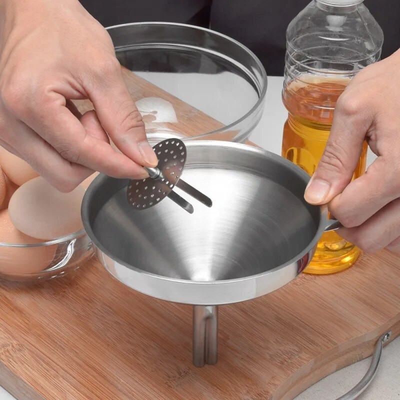 10 cm nerūdijančio plieno piltuvas Nuimamas koštuvas Piltuvai Baro Vyno Kolbos Aliejai Skysčio skysčio piltuvo filtras Namų virtuvės įrankiams