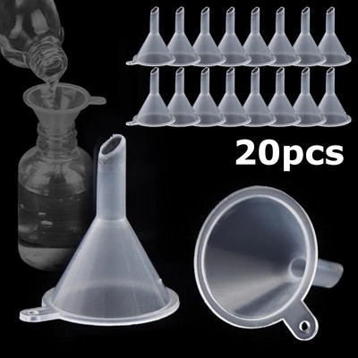 5/20db Mini tölcsér átlátszó műanyag kis szájú folyékony olaj tölcsérek parfüm diffúzor palack lotion tölcsérek laboratóriumi eszközök