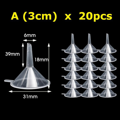 5/20 vnt Mini piltuvėlis skaidrūs plastikiniai mažos burnos skysto aliejaus piltuvėliai, skirti kvepalų difuzoriaus buteliuko losjono piltuvams laboratorijos įrankiai