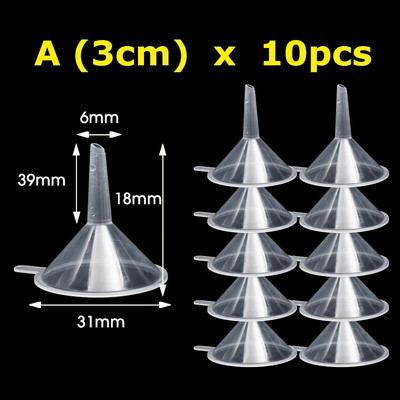 5/20 vnt Mini piltuvėlis skaidrūs plastikiniai mažos burnos skysto aliejaus piltuvėliai, skirti kvepalų difuzoriaus buteliuko losjono piltuvams laboratorijos įrankiai