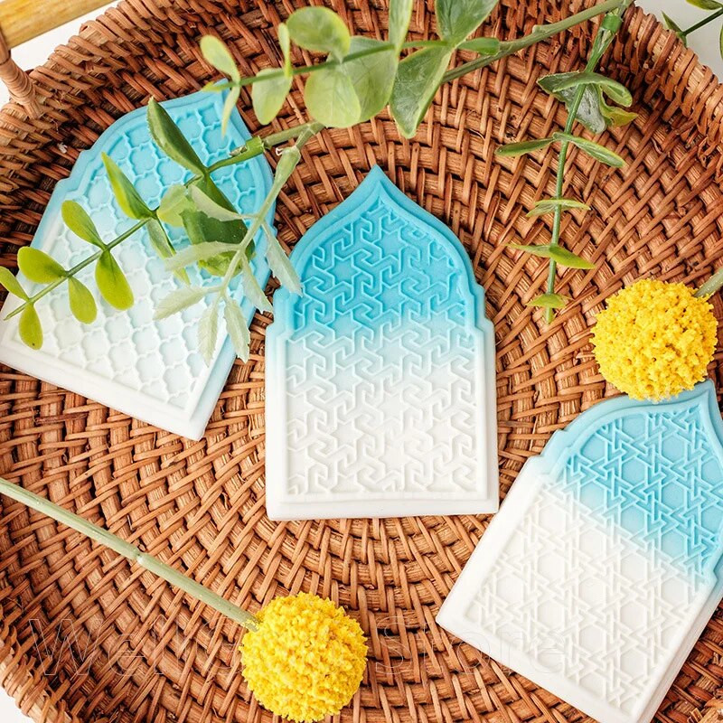 Eid Mubarako sausainių pjaustyklės, formelės „pasidaryk pats“ Ramadano sausainiai Spaudos antspaudas Reljefinis sausainių pjaustyklė Fondant tortų dekoravimo priedai