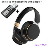 Belaidės TV ausinės Bluetooth 5.0 USB Adapteris Stereo ausinės Sulankstomos šalmo ausinės su mikrofonu, skirtos Samsung Xiaomi TV PC muzikai