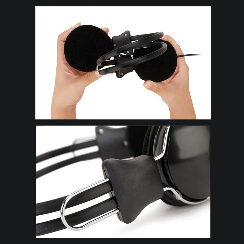 3,5 mm laidinės HD garso ausinės per ausis Ausinės žemos dažnio garso HiFi muzikos stereo mikrofonas ausinės Reguliuojamos ausinės, skirtos kompiuteriui MP3 telefonui