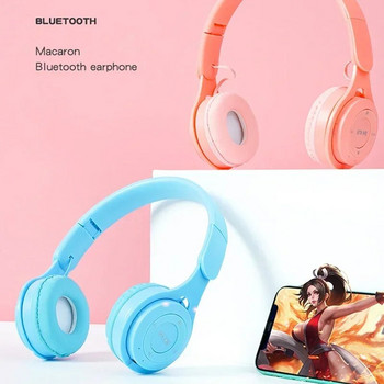 Слушалки Macaron Детски безжични Bluetooth слушалки Стерео лента за глава Слушалки за игри с микрофон Gamer Girl Подарък за мобилен таблет