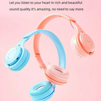 Слушалки Macaron Детски безжични Bluetooth слушалки Стерео лента за глава Слушалки за игри с микрофон Gamer Girl Подарък за мобилен таблет