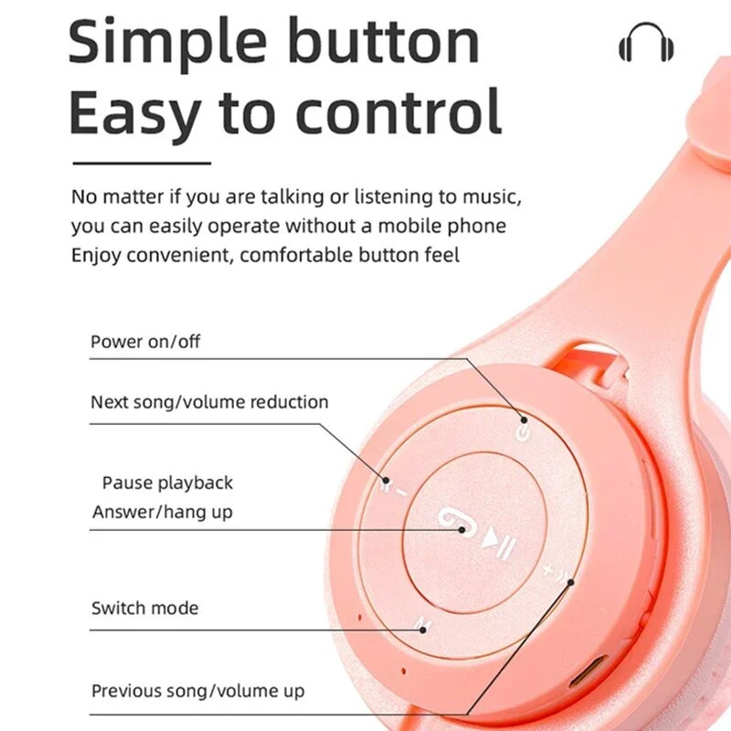 „Macaron“ ausinės vaikams „Bluetooth“ belaidės ausinės, stereofoninės, žaidimų ausinės su mikrofonu, mergaitės dovana mobiliajam planšetiniam kompiuteriui