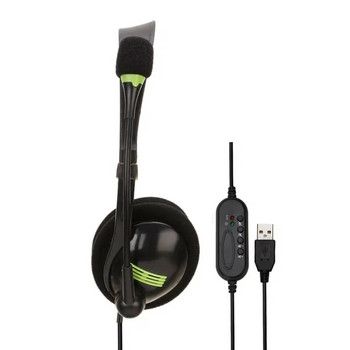 Слушалки с кабел 3,5 мм AUX слушалки Прибираща се лента за глава USB слушалки с микрофон Контрол на силата на звука Слушалки за намаляване на шума