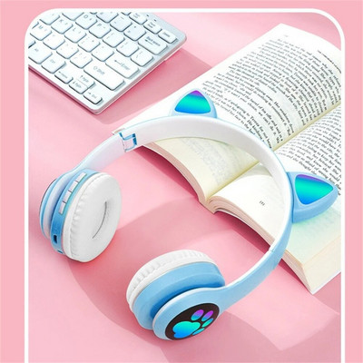 Bežične slušalice Bluetooth 5.0 Cute Cat Ear RGB Light Traka za glavu Kaciga Headset Slušalice za djevojčice Dječje slušalice s mikrofonom za telefon PC