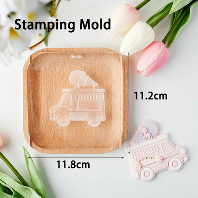 Pink Birthday Fondant Cookie Form Baby Shower Party Cookies Reljefinis formavimas Biskvitas Desertas Antspaudas Kepimo reikmenys Virtuvės įrankiai