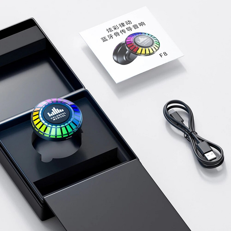 Kaulų laidumo Bluetooth garsiakalbio APP valdymo atmosferos šviesos paėmimo ritmo lempa RGB HIFI stereofoninio garso dėžutės belaidis garsiakalbis