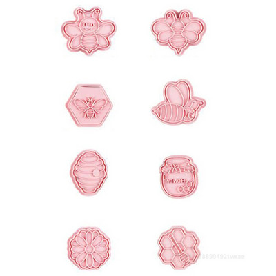 8 vnt. vabzdžių sausainių pjaustytuvų rinkinys 3D drugelio bičių formos sausainių pjaustyklė Animacinių filmų sausainių antspaudai, įspausti „pasidaryk pats“ kepimo sausainių reikmenys