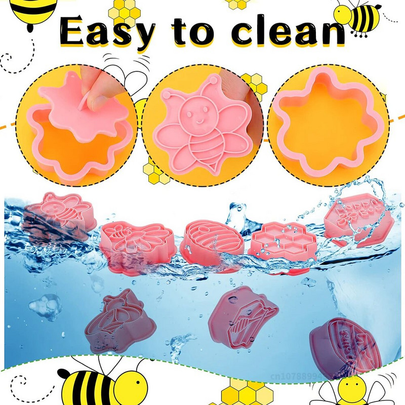 8 vnt. vabzdžių sausainių pjaustytuvų rinkinys 3D drugelio bičių formos sausainių pjaustyklė Animacinių filmų sausainių antspaudai, įspausti „pasidaryk pats“ kepimo sausainių reikmenys