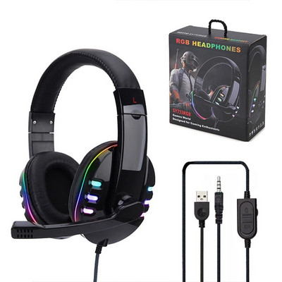 Стерео геймърски слушалки за Xbox PS5 PS4 PC 3,5 мм кабелни надглавни геймърски слушалки с микрофон Слушалки за игра с контрол на звука