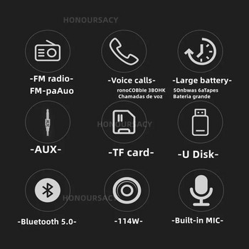 Ισχυρό υπογούφερ Φορητό ραδιόφωνο FM Ασύρματο Caixa De Som Bluetooth Ηχείο Μουσική Blutooth για μεγάλο κουτί ήχου μπάσων υψηλής ισχύος