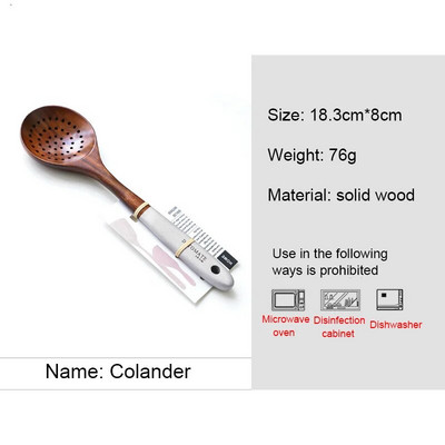 Teak din Thailanda Vesele de masă din lemn natural Linguriță Turner Orez Scurătoare lungă Supă Skimmer Linguri de gătit Scoop Set de unelte de bucătărie