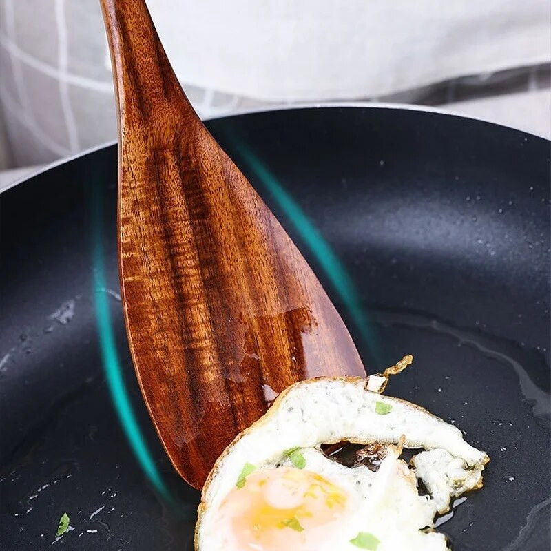 Teak din Thailanda Vesele de masă din lemn natural Linguriță Turner Orez Scurătoare lungă Supă Skimmer Linguri de gătit Scoop Set de unelte de bucătărie