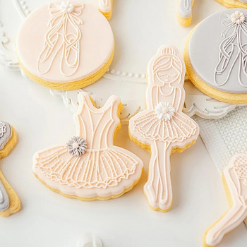 Μπαλέτο κορίτσι γενεθλίων Swan Cookie Plunger Cutters Φοντάν φόρμα κέικ μπισκότο Sugarcraft Εργαλεία διακόσμησης τούρτας Σφραγίδα μπισκότων