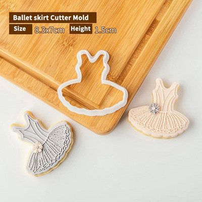 Μπαλέτο κορίτσι γενεθλίων Swan Cookie Plunger Cutters Φοντάν φόρμα κέικ μπισκότο Sugarcraft Εργαλεία διακόσμησης τούρτας Σφραγίδα μπισκότων