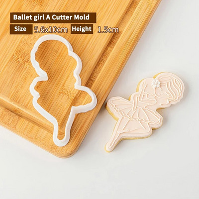 Μπαλέτο κορίτσι γενεθλίων Swan Cookie Plunger Cutters Φοντάν φόρμα κέικ μπισκότο Sugarcraft Εργαλεία διακόσμησης τούρτας Σφραγίδα μπισκότων