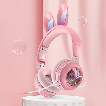Νέα ασύρματα ακουστικά RGB Ακουστικά Rabbit Ears με Mic Cute Girls Music Ακουστικά Bluetooth για Παιδικά Ακουστικά Gamer